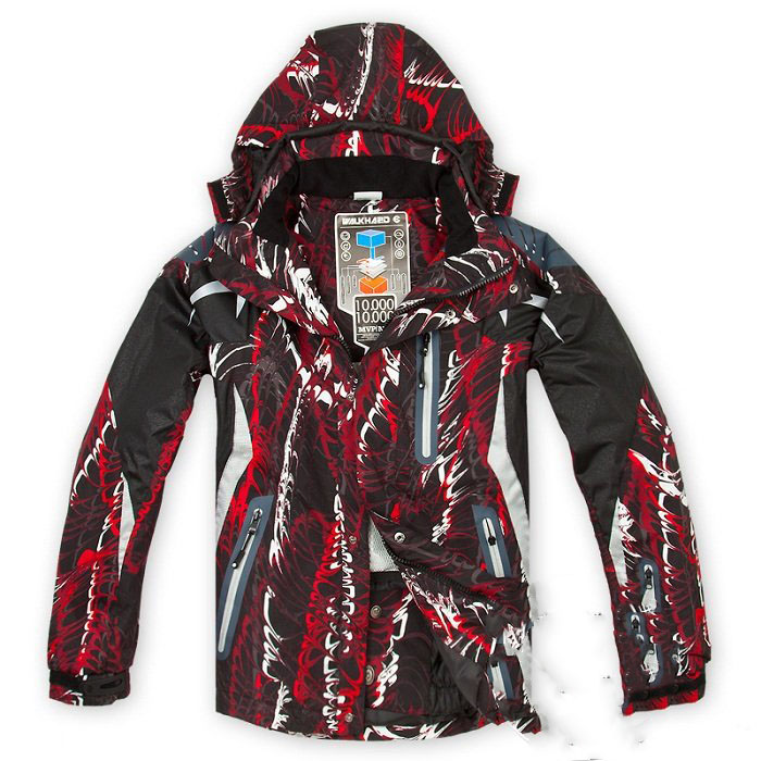 100% Nylon Colorful Red & Black Waterproof Ski Men's Sweatshirts