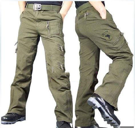 Army Green Cotton Men's Smart Casual Pants