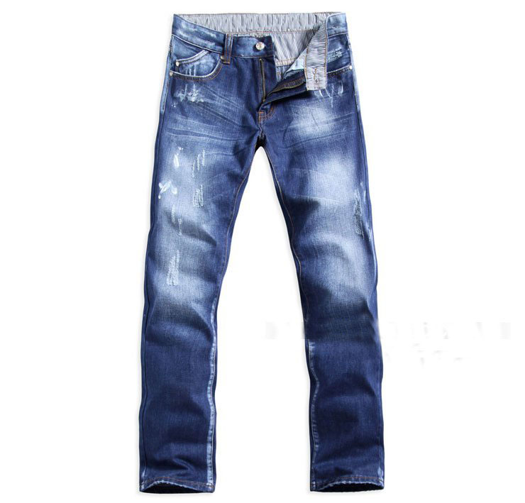 New Men's Mid Waist Straight 100% Cotton Denim Jeans