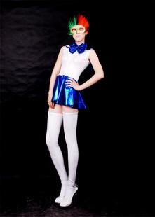 Breathe Freely Highly Durable Lycra White Blue Natural Latex Pirate Costumes