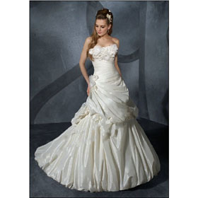 Trumpet Floor-length Strapless Satin Misses Embroidery Wedding Dress