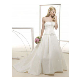 Ivory Taffeta Strapless Ruched Bodice with Ball Gown Wedding Dresses