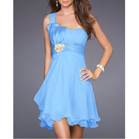 Knee-length One Shoulder Anti-Wrinkle Silk Elegant & Luxurious Court Train Wedding Dresses