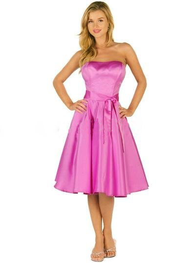 Sleeveless Strapless Knee Length Sweet Pink Party Clubwear