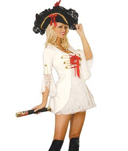 Highly Durable High Quality Lycra Pure White Red Ribbons Leavers Pirate Costumes