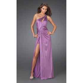 Purple One Shoulder Halter & Satin Ankle-Length Wedding Dresses