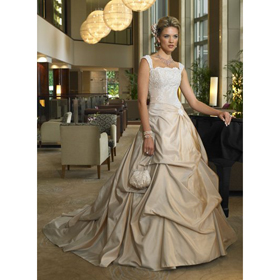 Ruched Watteau Train Floor Length Beach Wedding Dresses