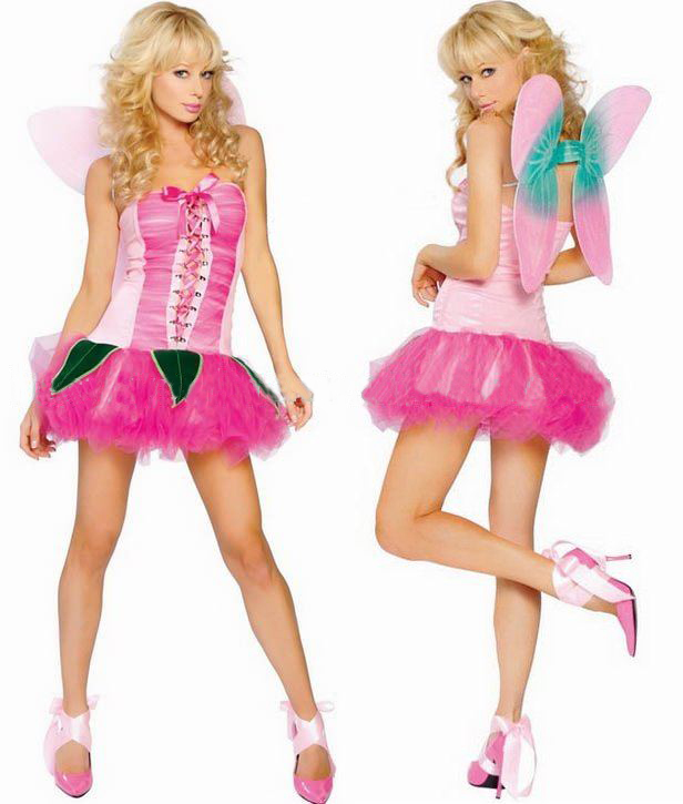 Elves Design Pink Color Sexy Strapless Halloween Costumes