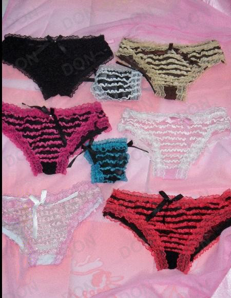 Transparent Style Lady's Sexy Lace Ruffle Designer Thongs & G-Strings