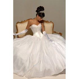 Ball Gown Strapless Chapel Train Chic & Modern Organza Appliques Wedding Dress