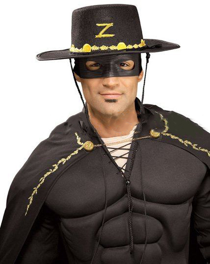 Free Size Zorro Style Fancy Black Color Costume Hats