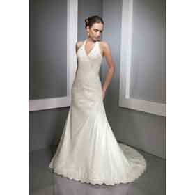 V-Neck White Floor-Length Sexy Sheath Halter Wedding Bridal Dresses