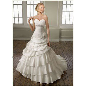 Off-the-shoulder Tiered Taffeta Court Train Wedding Dresses