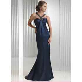 Black Floor-Length Chiffon Empire Waist Beaded Halter Wedding Dress