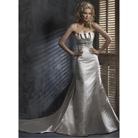 Sheath Column Length Floor Satin Beach Wedding Dresses
