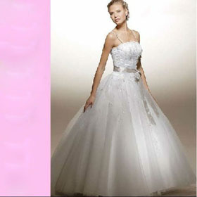 Court Train Spaghetti Straps Jewel Lace Tulle Beading Lace-up White Wedding Dresses