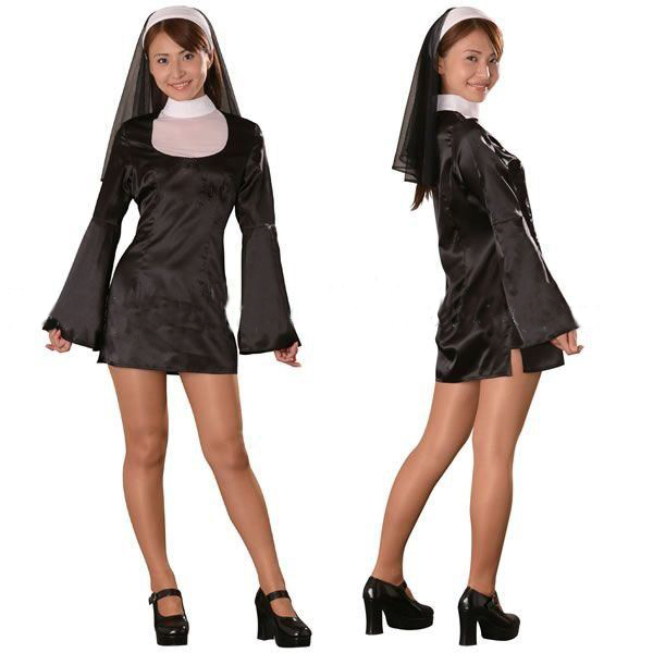Sexy Nun Unique Black Color Fancy Style Halloween Costumes