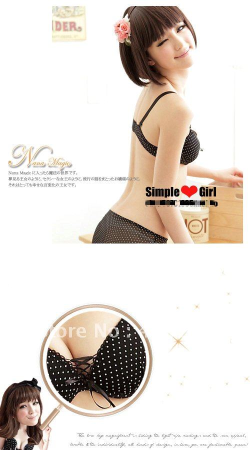 Water Jade Dot Chest Cross Department with Nets Yarn Sexy Underwear Bra Black Suit