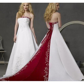 Asymmetrical Custom Made Beautiful Strapless A-LINE Chapel Train Wedding Dress