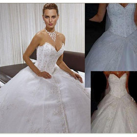 Church Strapless Lace Tulle Beading Sleeveless White Wedding Dresses