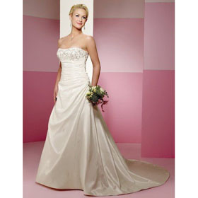 Church Asymmetrical Chic & Modern Satin Lace-up Strapless A-LINE Chapel Train Wedding Dress