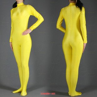 Lycra & Spandex Yellow With Zipper Catsuits