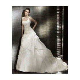 Organza Floor-length Straps Elegant & Luxurious Taffeta Ruffles Ivory Wedding Dress