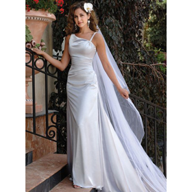 Floor Length Sheath Column Elegant & Luxurious Beach Wedding Dresses