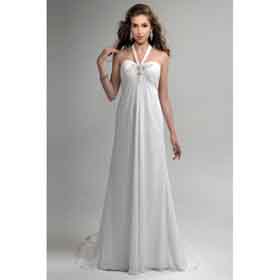 Floor-Length V-Neck Bandage Knitting Silk Women's Wedding Dress