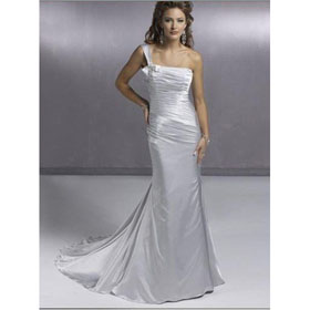 Ball Gown Satin Taffeta Embroidered Lace Up Strapless Neckline Chapel Train Wedding Dresses