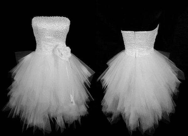 New Knee Length Boutique White Strapless Sleeveless Satin Party Clubwear