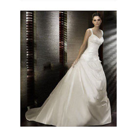 Church Asymmetrical Halter Elegant & Luxurious Taffeta Sleeveless Wedding Dress