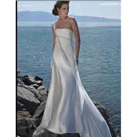 White Dropped Classic One Shoulder Beach Nature Wedding Dress