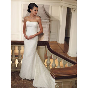 A-line Brush Zipper Back Strapless Sleeveless Bridal Cathedral Train Wedding Dresses