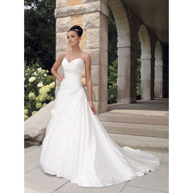 High Waist Floor-length White Cathedral Train Wedding Dresses