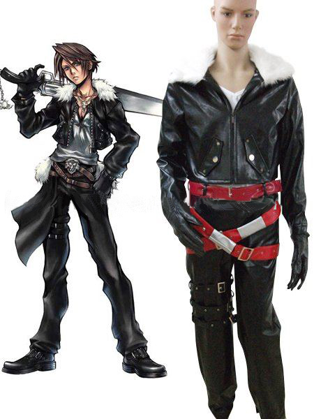 Squall Cosplay Black Leather Material Fantasy Costumes