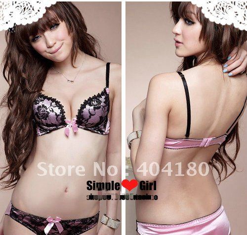 The Bud Silk Hanging On My Amphibious Sexy Lovely Gathered Bra Underwear Suit Powder