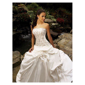 Sheath Strapless Glamorous & Dramatic Satin Beading Ruffles White Wedding Dresses