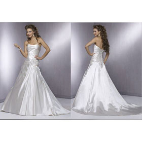 Anti-Wrinkle Sleeveless Lace- up Back Strapless Sweep Gorgeous Cathedral Train Wedding Dresses