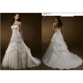 Strapless Asymmetrical Tulle Petite Embroidery Wedding Dress