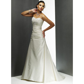 Sleeveless White Satin & Embroidery Beach Wedding Dresses