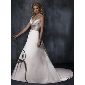 Spaghetti Straps Elegant Designer Satin Material Beach Wedding Dresses