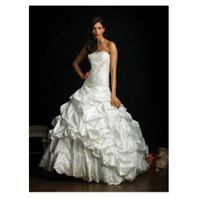 Satin-back Taffeta Strapless Ball Gown with Embroidery and Crystals Court Train Wedding Dress