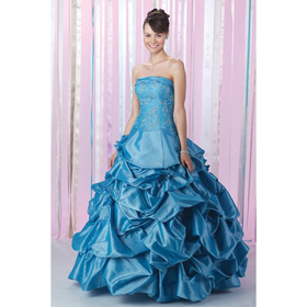 Strapless Ruched Unique Blue Ball Gown Beach Wedding Dresses