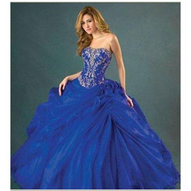 Sheath Brush Train Strapless Taffeta Beading Blue Chapel Train Wedding Dresses