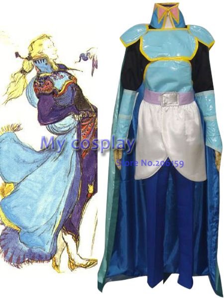 Cloth Material Edgar Roni Figaro Cosplay Blue Color Great Details Fantasy Costumes
