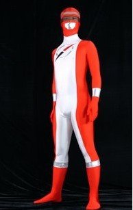 Lycra & Polyester Red & White Waterproof Catsuits