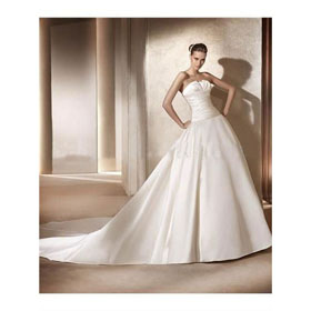Floor-Length Sleeveless Strapless Off-the-shoulder Taffeta Cathedral Train Wedding Dress