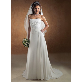 Lace-Up Floor Length Strapless Beach Wedding Dresses