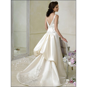 Embroidered & Satin V-neck & Halter Floor-length Beach Wedding Dresses